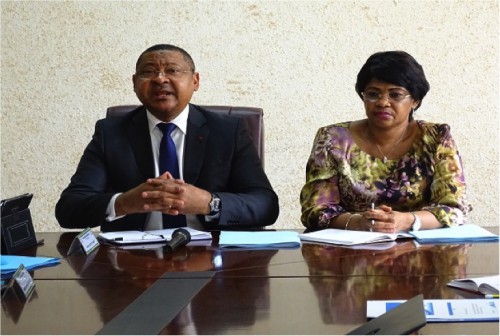 Jean-Marie Ongadaga et Chantal Mebaley Abengdang, au chevet de l’Agence nationale de pêche et d’aquaculture