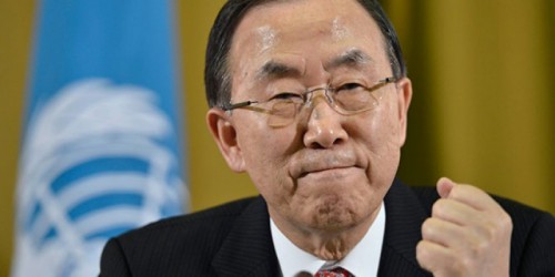 Le Secrétaire général, Ban-Ki-moon échange avec Ali Bongo Ondimba et Jean Ping