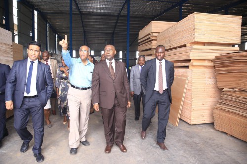Le ministre des Forêts visite les usines de transformation du bois à Nkok