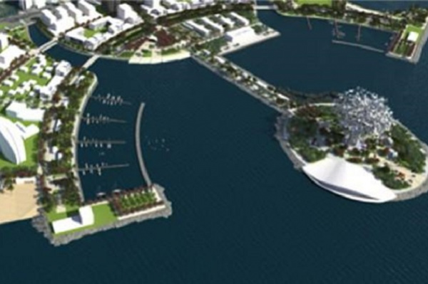 Construction en vue d’un port de plaisance et d’une station de service pour bateaux sur le site de la Baie des rois