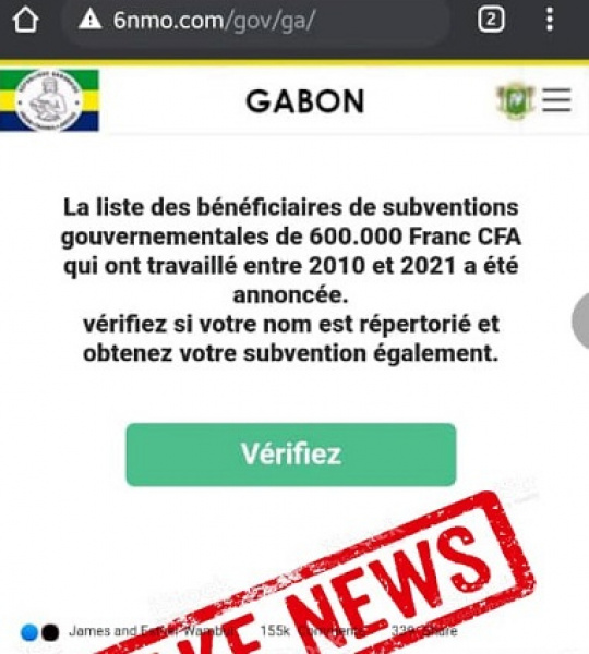 Le gouvernement met en garde contre un faux site de distribution d&#039;aides sociales au Gabon