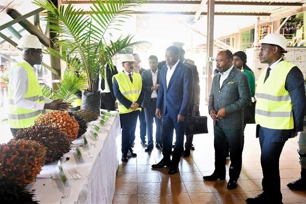 Au Gabon, Faure Gnassingbé visite l’usine de transformation d’huile de palme de Kango